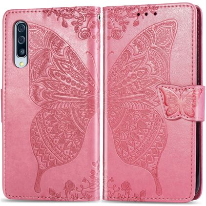 Mobigear Butterfly Samsung Galaxy A50 Hoesje Bookcase Portemonnee - Roze