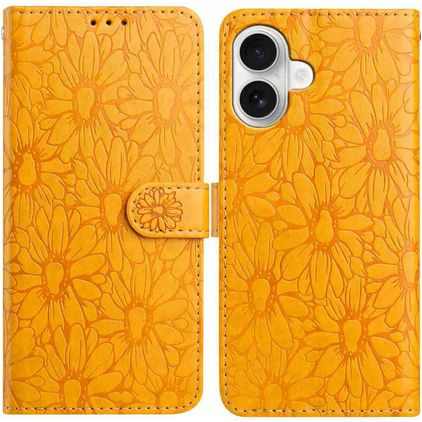 Mobigear Flowers iPhone 17 Hoesje Bookcase Portemonnee - Geel