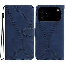 Mobigear Stitch iPhone 17 Pro Max Hoesje Bookcase Portemonnee - Blauw