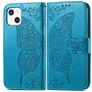 Mobigear Butterfly iPhone 13 Mini Hoesje Bookcase Portemonnee - Blauw