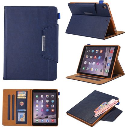Mobigear Luxury iPad 9 (2021) Hoes Bookcase + Stylus Houder - Blauw