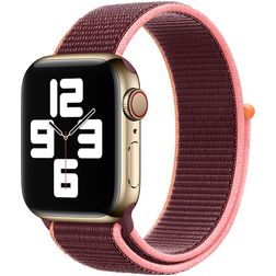Mobigear Woven Nylon Apple Watch Bandje Klittenbandsluiting - 42/41/40/38 mm - Paars
