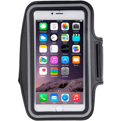 Mobigear Telefoonhouder Hardlopen iPhone 6s Plus Sport Hoesje Neopreen Sportarmband - Zwart