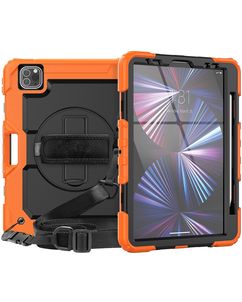 Mobigear SureGrip Xtreme iPad Air 11 Inch (2025) Hoes Hard Kunststof,Siliconen Backcover + Stylus Houder + Schouderband + Standaard - Oranje