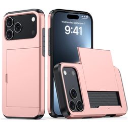 Mobigear Card iPhone 18 Pro Hoesje Hardcase Backcover Shockproof met Pasjeshouder - Roze