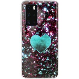 Mobigear Marble Huawei P40 Hoesje Flexibel TPU Backcover - Green Love