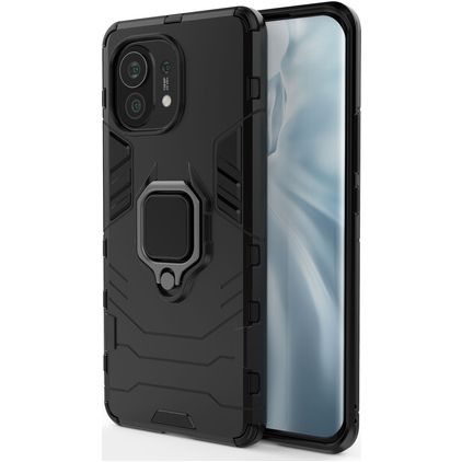Mobigear Armor Ring Xiaomi Mi 11 Hoesje Hardcase Backcover Shockproof met Ringhouder - Zwart