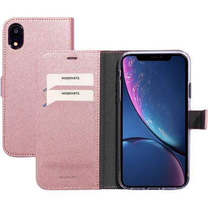 Mobiparts Saffiano Wallet iPhone XR Hoesje Bookcase Portemonnee - Roze