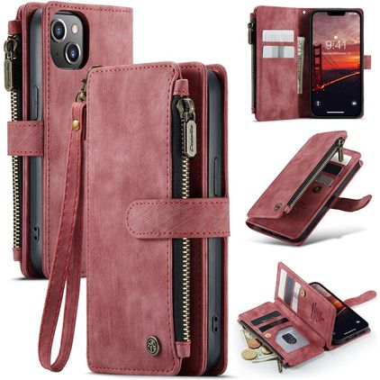 CaseMe C30 iPhone 14 Hoesje Bookcase Portemonnee - Rood