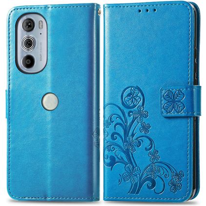 Mobigear Clover Motorola Edge 30 Pro Hoesje Bookcase Portemonnee - Blauw