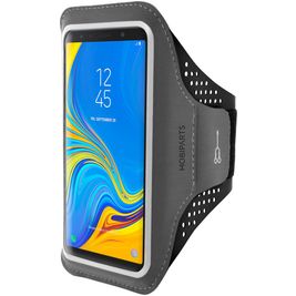 Mobiparts Comfort Fit Telefoonhouder Hardlopen Samsung Galaxy A7 (2018) Sport Hoesje Neopreen Sportarmband - Zwart