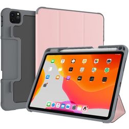 Mutural Tri-Fold Tough iPad Pro 11 Inch (2021) Hoes Bookcase + Stylus Houder - Zwart / Roségoud