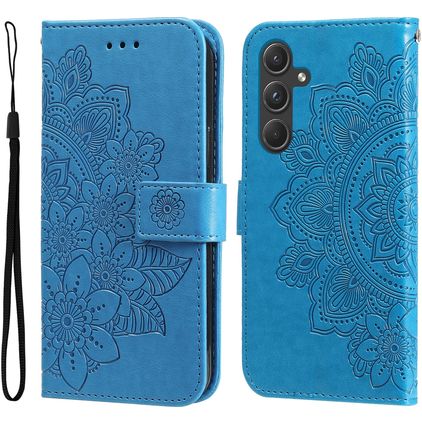 Mobigear Flowers Samsung Galaxy A55 Hoesje Bookcase Portemonnee - Blauw