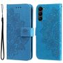 Mobigear Flowers Samsung Galaxy S23 Hoesje Bookcase Portemonnee - Blauw