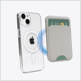 Valenta Card Wallet Stand Pasjeshouder - 3 Pasjes - MagSafe Compatible - Creme