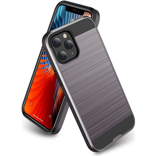 Mobigear Brushed Armor iPhone 12 Hoesje Hardcase Backcover Shockproof - Grijs