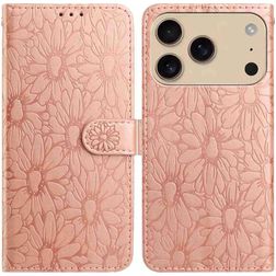 Mobigear Flowers iPhone 17 Pro Hoesje Bookcase Portemonnee - Roségoud