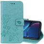 Mobigear Roses iPhone XR Hoesje Bookcase Portemonnee - Turquoise