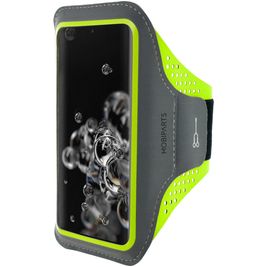 Mobiparts Comfort Fit Telefoonhouder Hardlopen Samsung Galaxy S20 Ultra Sport Hoesje Neopreen Sportarmband - Neon Green