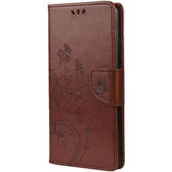 Mobigear Flowers Samsung Galaxy A23 Hoesje Bookcase Portemonnee - Bruin