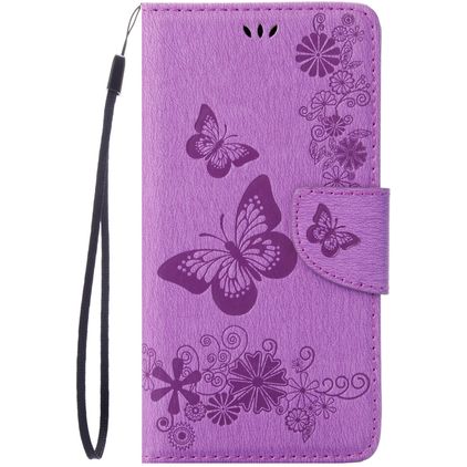 Mobigear Butterfly iPhone SE (2022) Hoesje Bookcase Portemonnee - Paars