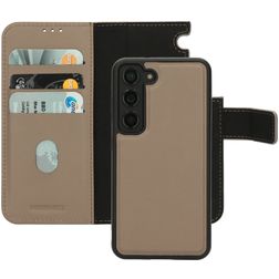 Mobiparts Samsung Galaxy S23 Hoesje Echt Leer Uitneembare 2in1 Bookcase Portemonnee - Taupe