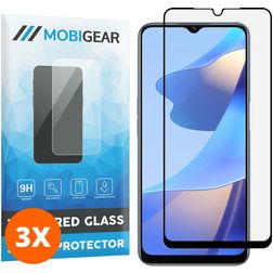 Mobigear Premium OPPO A16s Glazen Screenprotector - Case Friendly - Zwart (3-Pack)