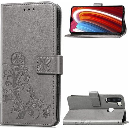 Mobigear Clover Samsung Galaxy A21 Hoesje Bookcase Portemonnee - Grijs