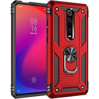 Mobigear Armor Ring Xiaomi Mi 9T Hoesje Hardcase Backcover Shockproof met Ringhouder - Rood