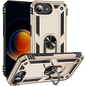 Mobigear Armor Ring iPhone 16e Hoesje Hardcase Backcover Shockproof met Ringhouder - Goud