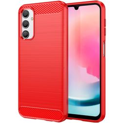 Mobigear Brushed Slim Samsung Galaxy A24 Hoesje Flexibel TPU Backcover - Rood
