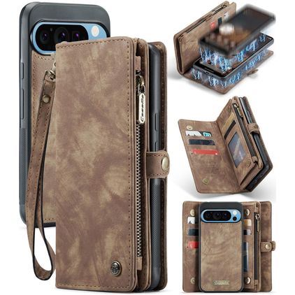 CaseMe 008 Google Pixel 9 Pro XL Hoesje Uitneembare 2in1 Bookcase Portemonnee - Bruin