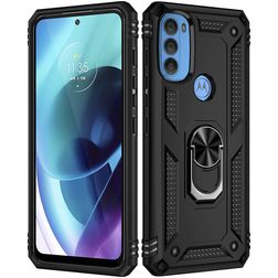 Mobigear Armor Ring Motorola Moto G71 5G Hoesje Hardcase Backcover Shockproof met Ringhouder - Zwart