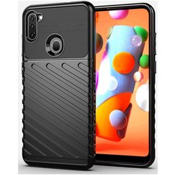 Mobigear Groove Samsung Galaxy A11 Hoesje Flexibel TPU Backcover - Zwart