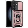 Mobigear Armor Ring Cam Slide Samsung Galaxy S24 FE Hoesje Hardcase Backcover Shockproof met Ringhouder en Camera Slider - Roségoud