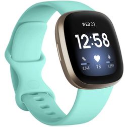 Mobigear Sport Dual Siliconen Fitbit Versa 3 Bandje Druksluiting - Turquoise