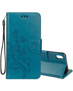 Mobigear Flowers iPhone XR Hoesje Bookcase Portemonnee - Turquoise