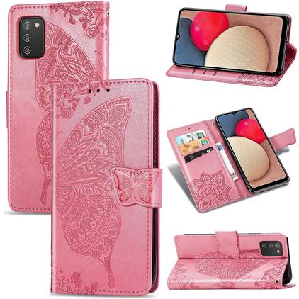 Mobigear Butterfly Samsung Galaxy A03s Hoesje Bookcase Portemonnee - Roze