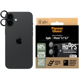 PanzerGlass Hoops iPhone 16 Glazen Camera Lens Protector - Case Friendly - Zwart