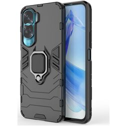 Mobigear Armor Ring HONOR 90 Lite Hoesje Hardcase Backcover Shockproof met Ringhouder - Zwart