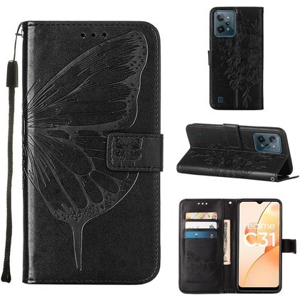 Mobigear Butterfly Realme C31 Hoesje Bookcase Portemonnee - Zwart