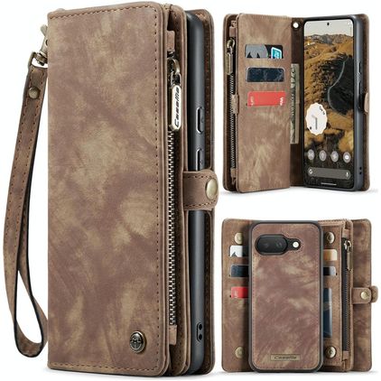 CaseMe 008 Google Pixel 9a Hoesje Uitneembare 2in1 Bookcase Portemonnee - Bruin