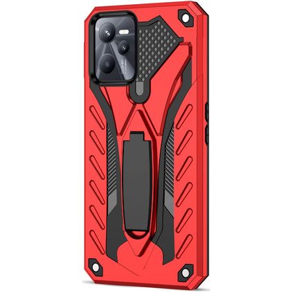 Mobigear Armor Stand Realme C35 Hoesje Hardcase Backcover Shockproof met Standaard - Rood