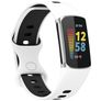 Mobigear Sport Dual Siliconen Fitbit Charge 5 Bandje Druksluiting - Zwart / Wit