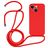 Mobigear Lanyard iPhone 14 Siliconen Hoesje met koord - Rood