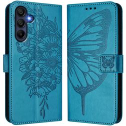 Mobigear Flowers Samsung Galaxy A17 Hoesje Bookcase Portemonnee - Blauw