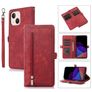 Mobigear Zipper iPhone 14 Plus Hoesje Bookcase Portemonnee - Rood