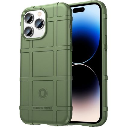 Mobigear Rugged Shield iPhone 14 Pro Max Hoesje Flexibel TPU Backcover Shockproof - Groen