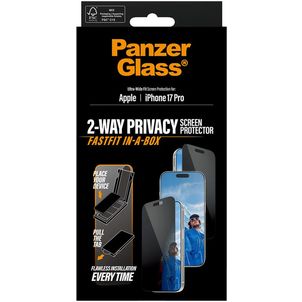 PanzerGlass FastFit iPhone 17 Pro Glazen Screenprotector Privacy - Case Friendly - Zwart