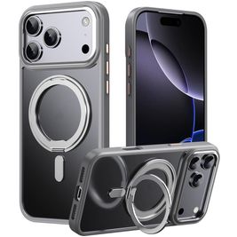 Mobigear Frosted Mag iPhone 17 Pro Max MagSafe Hoesje Hardcase Backcover met Standaard - Grijs